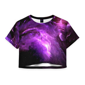 Женская футболка 3D укороченная с принтом cosmos в Курске, 100% полиэстер | круглая горловина, длина футболки до линии талии, рукава с отворотами | вселенная | галактика | звезды