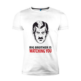 Мужская футболка премиум с принтом Big Brother is watching you в Курске, 92% хлопок, 8% лайкра | приталенный силуэт, круглый вырез ворота, длина до линии бедра, короткий рукав | 1984 | большой брат | джордж оурелл