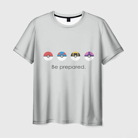 Мужская футболка 3D с принтом Pokeballs в Курске, 100% полиэфир | прямой крой, круглый вырез горловины, длина до линии бедер | bulbasaur | pikachu | pokemon | squirtle | бальбазар | пикачу | покемон | сквиртл