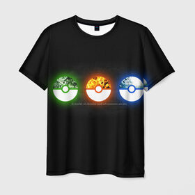 Мужская футболка 3D с принтом Awaits в Курске, 100% полиэфир | прямой крой, круглый вырез горловины, длина до линии бедер | bulbasaur | pikachu | pokemon | squirtle | бальбазар | пикачу | покемон | сквиртл