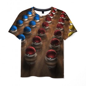 Мужская футболка 3D с принтом Wood в Курске, 100% полиэфир | прямой крой, круглый вырез горловины, длина до линии бедер | bulbasaur | pikachu | pokemon | squirtle | бальбазар | пикачу | покемон | сквиртл