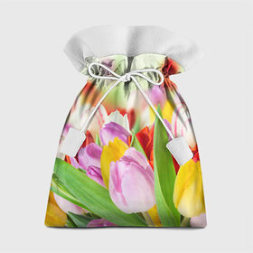 Подарочный 3D мешок с принтом Мир тюльпанов в Курске, 100% полиэстер | Размер: 29*39 см | Тематика изображения на принте: арт | краска | лето | лучи | любовь | новинки | популярные | природа | рисунки | свет | цветы