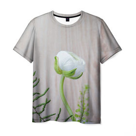 Мужская футболка 3D с принтом Маленький цветочек в Курске, 100% полиэфир | прямой крой, круглый вырез горловины, длина до линии бедер | 