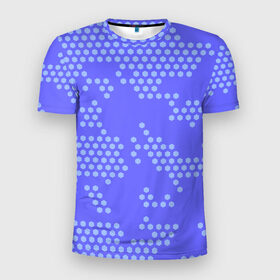Мужская футболка 3D спортивная с принтом Кибер камуфляж 7 в Курске, 100% полиэстер с улучшенными характеристиками | приталенный силуэт, круглая горловина, широкие плечи, сужается к линии бедра | пиксели | сиреневый | точки