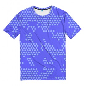 Мужская футболка 3D с принтом Кибер камуфляж 7 в Курске, 100% полиэфир | прямой крой, круглый вырез горловины, длина до линии бедер | пиксели | сиреневый | точки