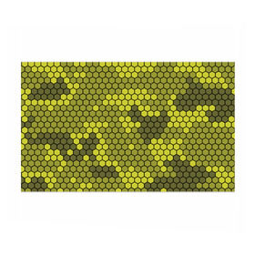 Бумага для упаковки 3D с принтом Кибер камуфляж 8 в Курске, пластик и полированная сталь | круглая форма, металлическое крепление в виде кольца | Тематика изображения на принте: желтый | соты