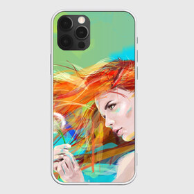 Чехол для iPhone 12 Pro Max с принтом Летняя пора в Курске, Силикон |  | Тематика изображения на принте: lineking | вектор | волосы на ветру | девушка | краски | модель | одуванчик | рыжая
