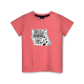 Детская футболка хлопок с принтом Белый тигр в Курске, 100% хлопок | круглый вырез горловины, полуприлегающий силуэт, длина до линии бедер | снежный барс | хищник