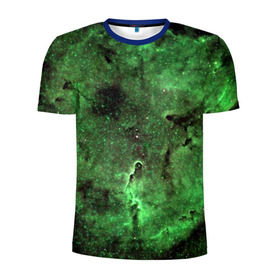 Мужская футболка 3D спортивная с принтом Зеленый Космос в Курске, 100% полиэстер с улучшенными характеристиками | приталенный силуэт, круглая горловина, широкие плечи, сужается к линии бедра | Тематика изображения на принте: вселенная | галактика | звезды