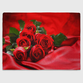 Плед 3D с принтом Розы в Курске, 100% полиэстер | закругленные углы, все края обработаны. Ткань не мнется и не растягивается | Тематика изображения на принте: букет | красная | лепесток | разноцветная | роза | цветок