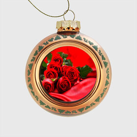 Стеклянный ёлочный шар с принтом Розы в Курске, Стекло | Диаметр: 80 мм | Тематика изображения на принте: букет | красная | лепесток | разноцветная | роза | цветок