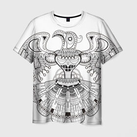 Мужская футболка 3D с принтом Орел Апачи в Курске, 100% полиэфир | прямой крой, круглый вырез горловины, длина до линии бедер | апачи | вождь | воин | животные | запад | канада | лидер | лицо | северная | смешные | талисман | цвет