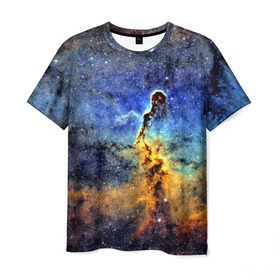 Мужская футболка 3D с принтом Nebula in Space в Курске, 100% полиэфир | прямой крой, круглый вырез горловины, длина до линии бедер | 