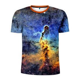 Мужская футболка 3D спортивная с принтом Nebula in Space в Курске, 100% полиэстер с улучшенными характеристиками | приталенный силуэт, круглая горловина, широкие плечи, сужается к линии бедра | 