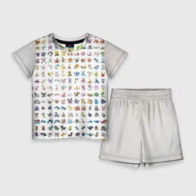 Детский костюм с шортами 3D с принтом Wall в Курске,  |  | bulbasaur | pikachu | pokemon | squirtle | бальбазар | пикачу | покемон | сквиртл