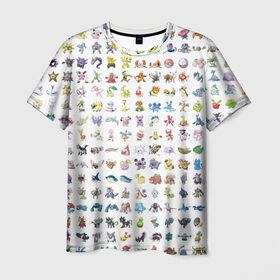 Мужская футболка 3D с принтом Wall в Курске, 100% полиэфир | прямой крой, круглый вырез горловины, длина до линии бедер | bulbasaur | pikachu | pokemon | squirtle | бальбазар | пикачу | покемон | сквиртл