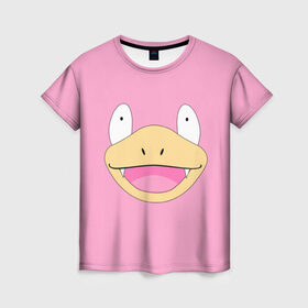 Женская футболка 3D с принтом Slowpoke в Курске, 100% полиэфир ( синтетическое хлопкоподобное полотно) | прямой крой, круглый вырез горловины, длина до линии бедер | bulbasaur | pikachu | pokemon | squirtle | бальбазар | пикачу | покемон | сквиртл