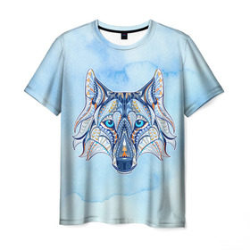 Мужская футболка 3D с принтом Волк в Курске, 100% полиэфир | прямой крой, круглый вырез горловины, длина до линии бедер | волк