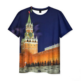 Мужская футболка 3D с принтом Кремль в Курске, 100% полиэфир | прямой крой, круглый вырез горловины, длина до линии бедер | moscow | russia | гордость | кремль | москва | отечество | родина | россия | столица