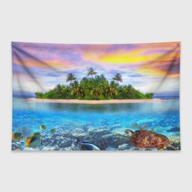 Флаг-баннер с принтом Мальдивы в Курске, 100% полиэстер | размер 67 х 109 см, плотность ткани — 95 г/м2; по краям флага есть четыре люверса для крепления | загар | каникулы | мальдивские острова | мальдивы | отдых | отпуск | пляж | приключения | солнце | туризм