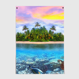 Постер с принтом Мальдивы в Курске, 100% бумага
 | бумага, плотность 150 мг. Матовая, но за счет высокого коэффициента гладкости имеет небольшой блеск и дает на свету блики, но в отличии от глянцевой бумаги не покрыта лаком | загар | каникулы | мальдивские острова | мальдивы | отдых | отпуск | пляж | приключения | солнце | туризм