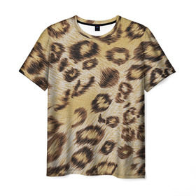 Мужская футболка 3D с принтом Леопардовая ткань в Курске, 100% полиэфир | прямой крой, круглый вырез горловины, длина до линии бедер | гепард | гламур | леопард | мода | пятна | роскошь | ткань | точки | шерсть
