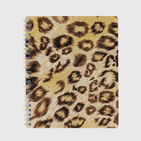 Тетрадь с принтом Леопардовая ткань в Курске, 100% бумага | 48 листов, плотность листов — 60 г/м2, плотность картонной обложки — 250 г/м2. Листы скреплены сбоку удобной пружинной спиралью. Уголки страниц и обложки скругленные. Цвет линий — светло-серый
 | Тематика изображения на принте: гепард | гламур | леопард | мода | пятна | роскошь | ткань | точки | шерсть