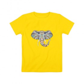 Детская футболка хлопок с принтом Слон в Курске, 100% хлопок | круглый вырез горловины, полуприлегающий силуэт, длина до линии бедер | 
