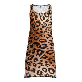Платье-майка 3D с принтом Леопардовая шкура в Курске, 100% полиэстер | полуприлегающий силуэт, широкие бретели, круглый вырез горловины, удлиненный подол сзади. | гепард | гламур | леопард | мода | роскошь | шерсть