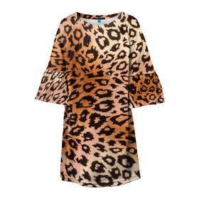 Детское платье 3D с принтом Леопардовая шкура в Курске, 100% полиэстер | прямой силуэт, чуть расширенный к низу. Круглая горловина, на рукавах — воланы | гепард | гламур | леопард | мода | роскошь | шерсть