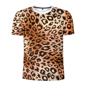 Мужская футболка 3D спортивная с принтом Леопардовая шкура в Курске, 100% полиэстер с улучшенными характеристиками | приталенный силуэт, круглая горловина, широкие плечи, сужается к линии бедра | Тематика изображения на принте: гепард | гламур | леопард | мода | роскошь | шерсть