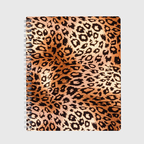 Тетрадь с принтом Леопардовая шкура в Курске, 100% бумага | 48 листов, плотность листов — 60 г/м2, плотность картонной обложки — 250 г/м2. Листы скреплены сбоку удобной пружинной спиралью. Уголки страниц и обложки скругленные. Цвет линий — светло-серый
 | гепард | гламур | леопард | мода | роскошь | шерсть