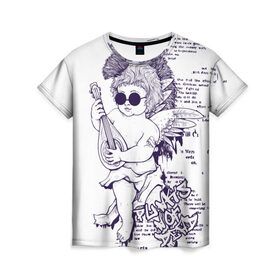 Женская футболка 3D с принтом Нежный ангел в Курске, 100% полиэфир ( синтетическое хлопкоподобное полотно) | прямой крой, круглый вырез горловины, длина до линии бедер | ангел | граффити | музыка | новинки | популярное | хиппи