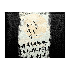 Обложка для студенческого билета с принтом Темная стая в Курске, натуральная кожа | Размер: 11*8 см; Печать на всей внешней стороне | ворон | закат | ласточки | новинки | популярное | птицы | темнота