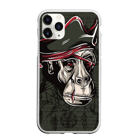 Чехол для iPhone 11 Pro Max матовый с принтом Старый пират в Курске, Силикон |  | обезьяна | шимпанзе