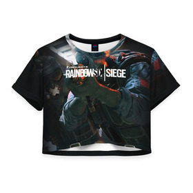 Женская футболка 3D укороченная с принтом Rainbow six | Siege в Курске, 100% полиэстер | круглая горловина, длина футболки до линии талии, рукава с отворотами | boom | fire | rainbowsix | siege | tom clansys