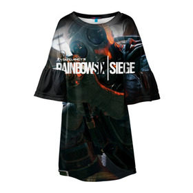 Детское платье 3D с принтом Rainbow six | Siege в Курске, 100% полиэстер | прямой силуэт, чуть расширенный к низу. Круглая горловина, на рукавах — воланы | boom | fire | rainbowsix | siege | tom clansys