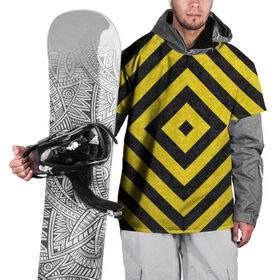 Накидка на куртку 3D с принтом Чёрные и Жёлтые Квадраты в Курске, 100% полиэстер |  | жёлтый | квадрат | полосы | текстура | узор | чёрный