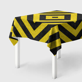 Скатерть 3D с принтом Чёрные и Жёлтые Квадраты в Курске, 100% полиэстер (ткань не мнется и не растягивается) | Размер: 150*150 см | жёлтый | квадрат | полосы | текстура | узор | чёрный