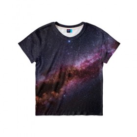 Детская футболка 3D с принтом Млечный путь в Курске, 100% гипоаллергенный полиэфир | прямой крой, круглый вырез горловины, длина до линии бедер, чуть спущенное плечо, ткань немного тянется | вселенная | галактика | звёзды | космическое пространство | космос | созвездие