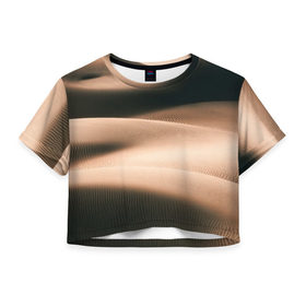 Женская футболка 3D укороченная с принтом Барханы в Курске, 100% полиэстер | круглая горловина, длина футболки до линии талии, рукава с отворотами | аравия | барханы | бедуин | восток | пески | пустыня | солнце | товарищ сухов
