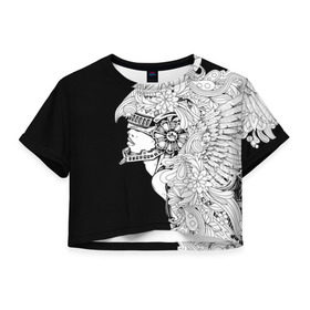 Женская футболка 3D укороченная с принтом Ангел мира в Курске, 100% полиэстер | круглая горловина, длина футболки до линии талии, рукава с отворотами | ангел | белое | девушка | киборг | крылья | новинки | текстуры | цветы | черное