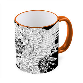 Кружка 3D с принтом Ангел мира в Курске, керамика | ёмкость 330 мл | ангел | белое | девушка | киборг | крылья | новинки | текстуры | цветы | черное