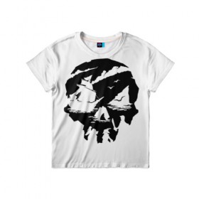 Детская футболка 3D с принтом Sea of Thieves в Курске, 100% гипоаллергенный полиэфир | прямой крой, круглый вырез горловины, длина до линии бедер, чуть спущенное плечо, ткань немного тянется | Тематика изображения на принте: of | pirat | sea | thieves | пират | череп