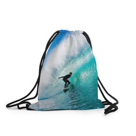 Рюкзак-мешок 3D с принтом Океан в Курске, 100% полиэстер | плотность ткани — 200 г/м2, размер — 35 х 45 см; лямки — толстые шнурки, застежка на шнуровке, без карманов и подкладки | лето | море | океан | отдых | серфинг | синяя