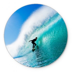 Коврик круглый с принтом Океан в Курске, резина и полиэстер | круглая форма, изображение наносится на всю лицевую часть | лето | море | океан | отдых | серфинг | синяя