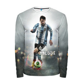 Мужской лонгслив 3D с принтом Leo Messi в Курске, 100% полиэстер | длинные рукава, круглый вырез горловины, полуприлегающий силуэт | Тематика изображения на принте: barselona | messi | аргентина | барселона | месси | мяч | футбол