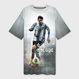Платье-футболка 3D с принтом Leo Messi в Курске,  |  | barselona | messi | аргентина | барселона | месси | мяч | футбол