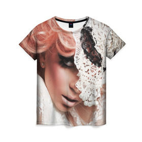 Женская футболка 3D с принтом Lady Gaga в Курске, 100% полиэфир ( синтетическое хлопкоподобное полотно) | прямой крой, круглый вырез горловины, длина до линии бедер | lady gaga | звезда | знаменитость | леди гага | музыка | певица