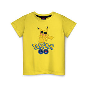 Детская футболка хлопок с принтом Pokemon GO в Курске, 100% хлопок | круглый вырез горловины, полуприлегающий силуэт, длина до линии бедер | pikachu | pokeball | доллар | золото | пикачу | покеболл | покемон